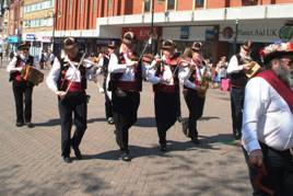 Marching off on St George's Day (Abington Street, Northampton)